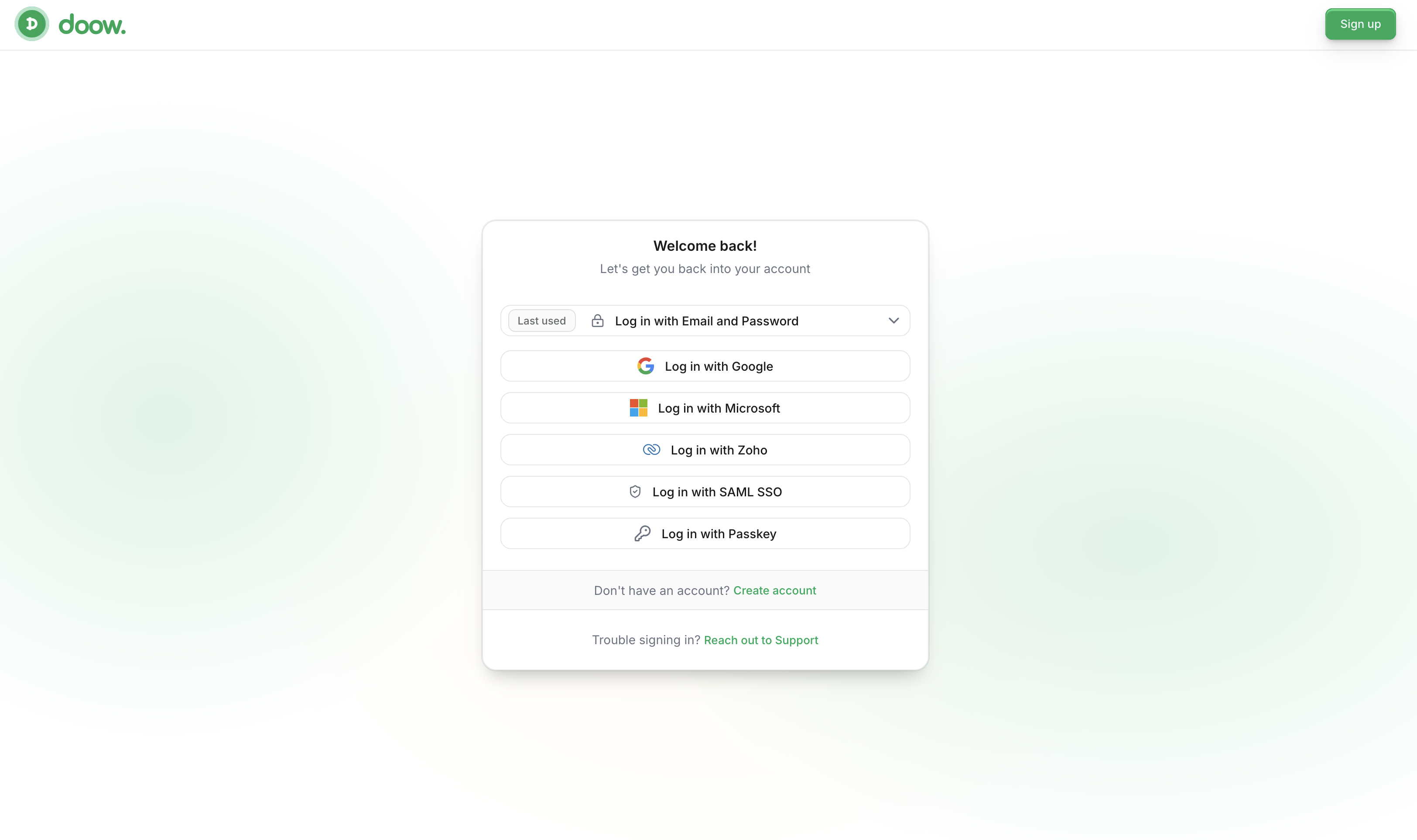 Doow sign-in page