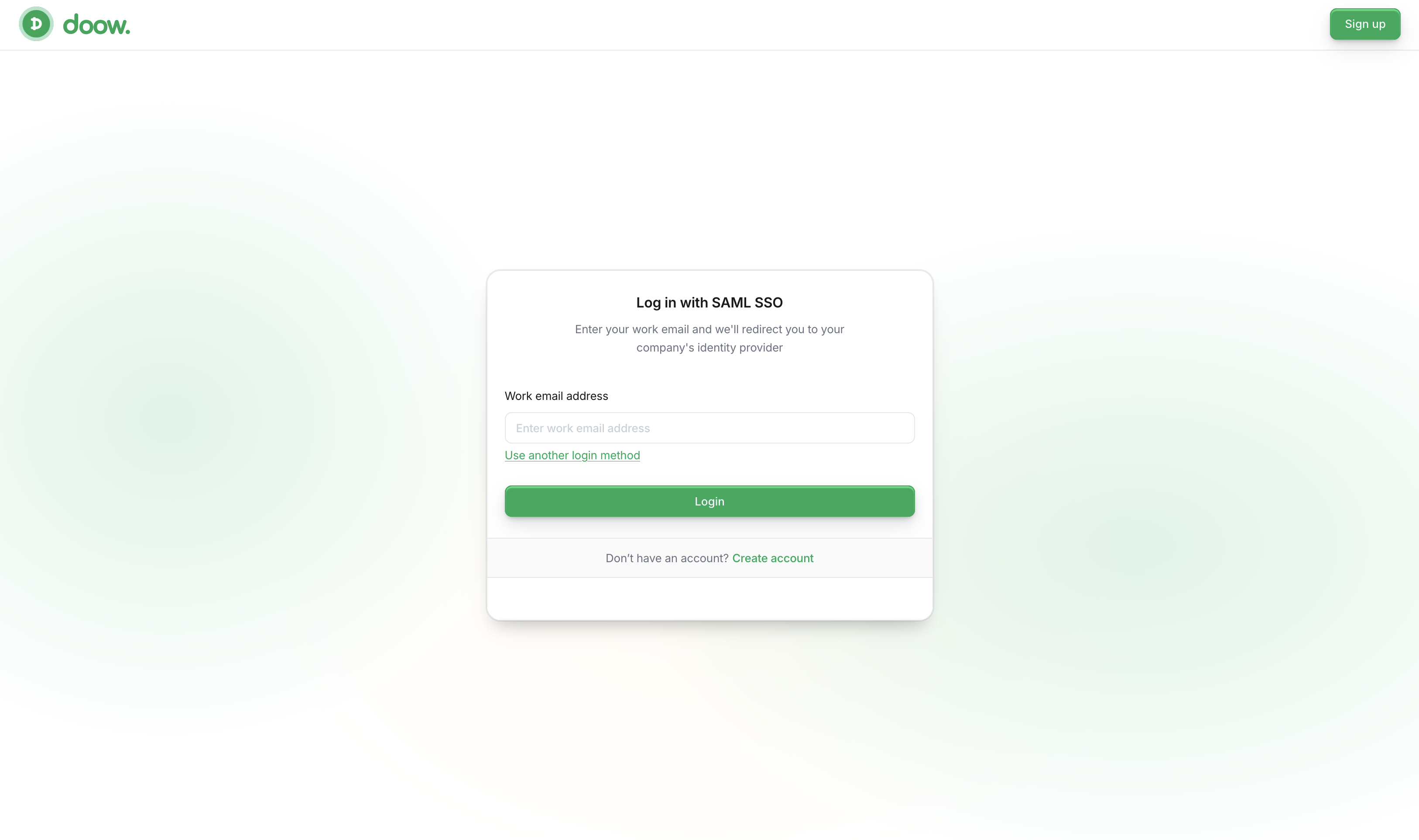 SAML SSO login page